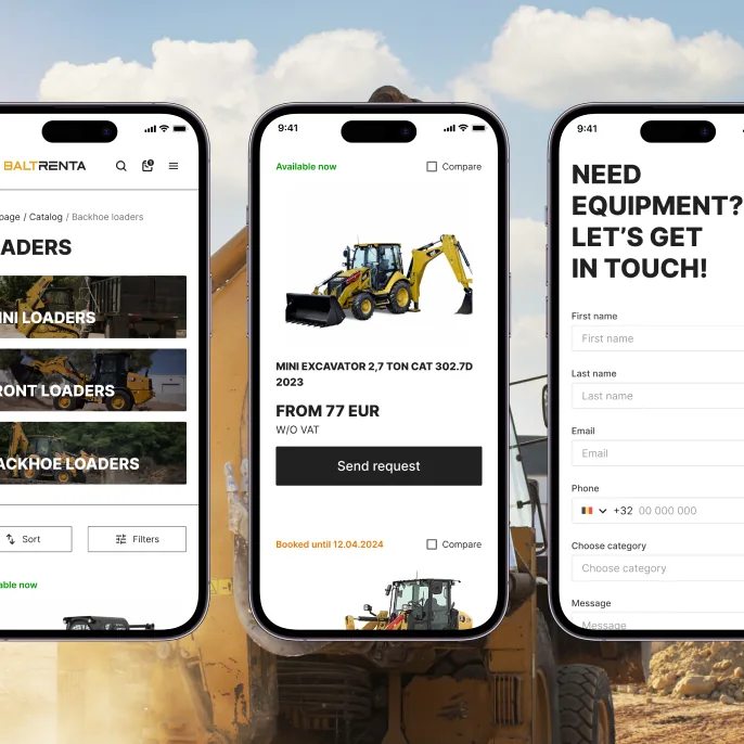 Baltrenta product cards and request form