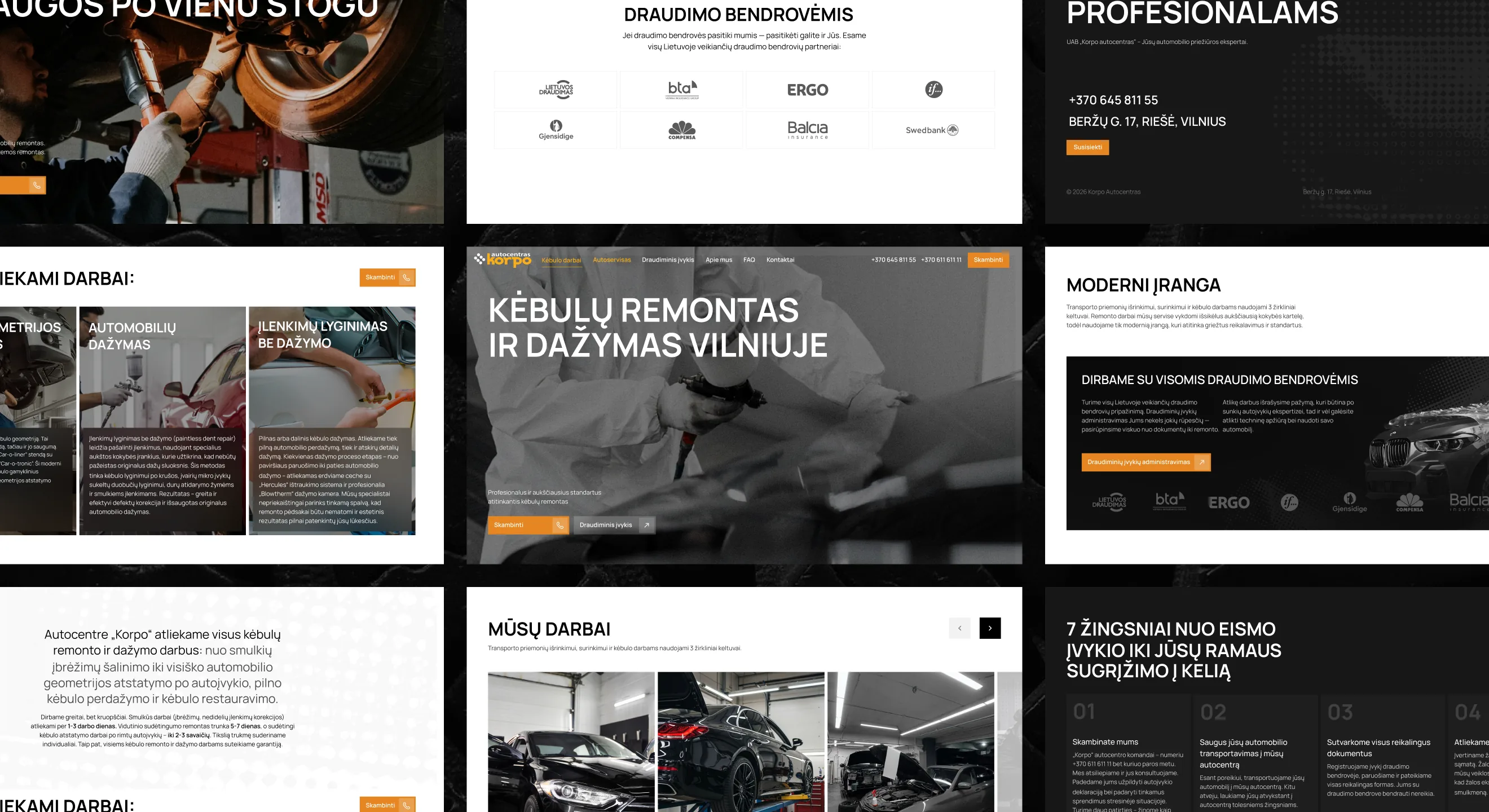 Korpo service sections, equipment and repair process