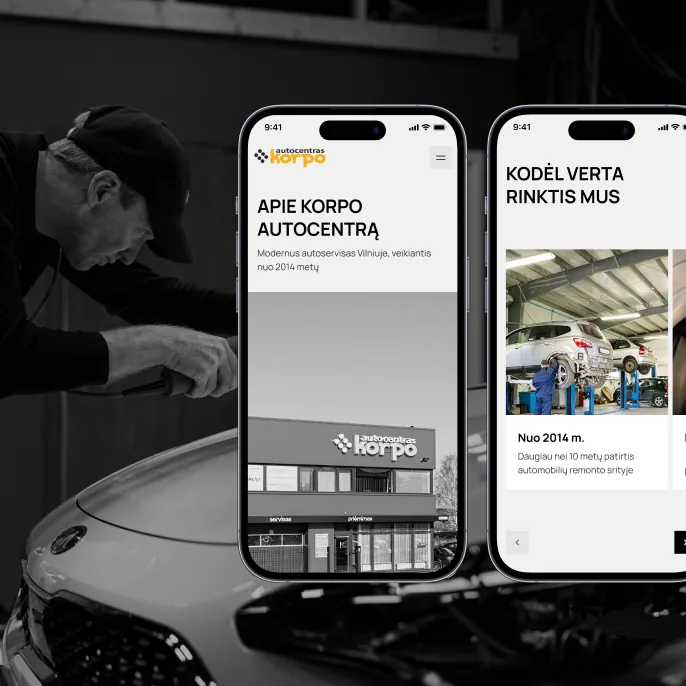 Korpo about, why-choose-us and body-repair pages on mobile