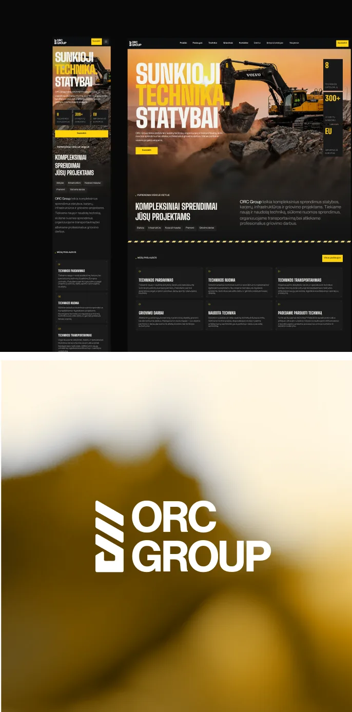 MB ORC Group brand identity and homepage before/after