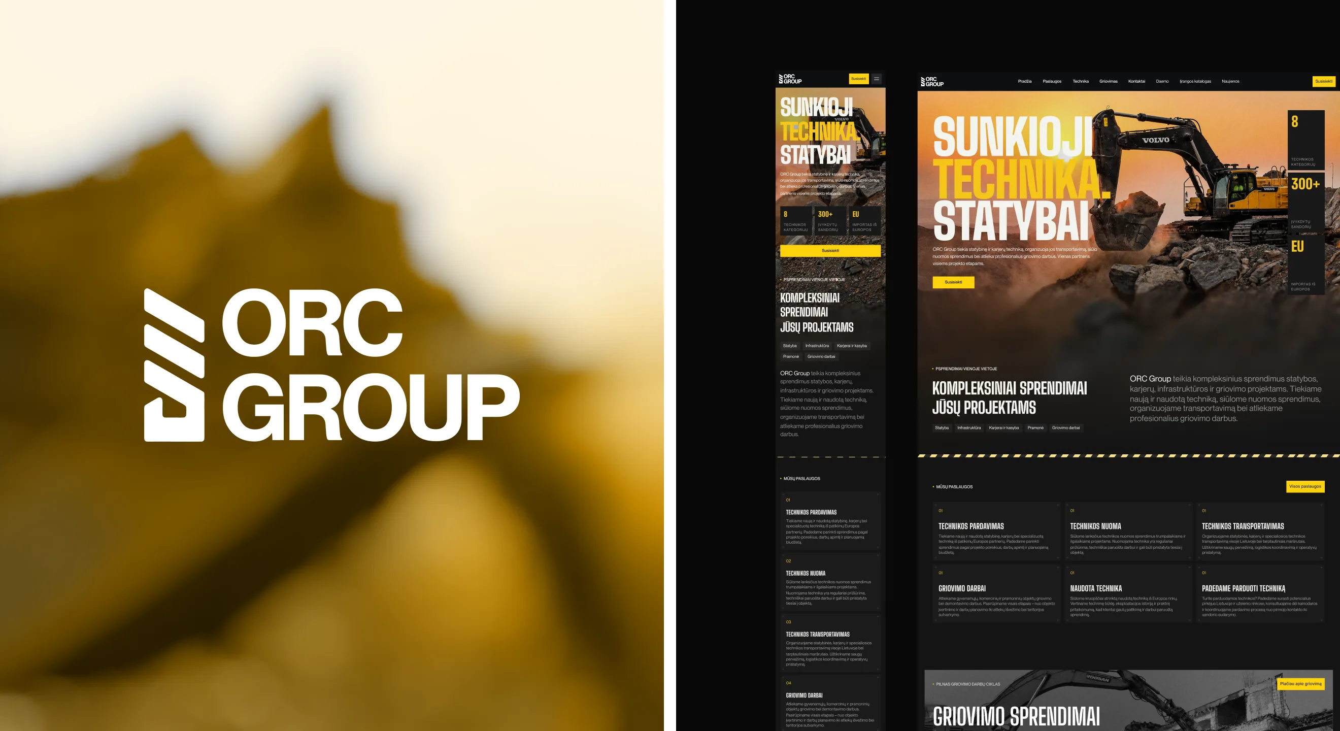 MB ORC Group brand identity and homepage before/after