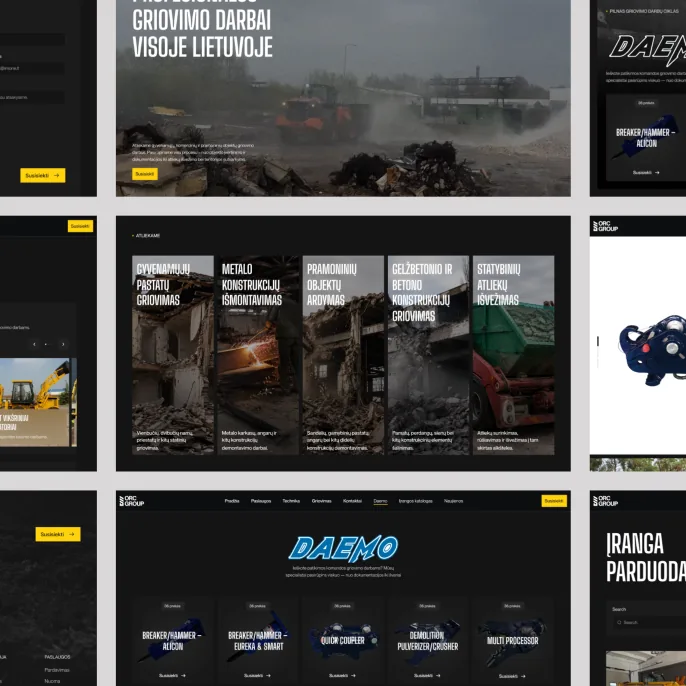 MB ORC Group contact form, demolition work and equipment listings