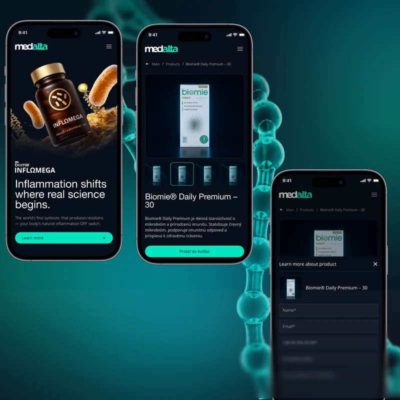 Medalta product detail and inquiry form on mobile