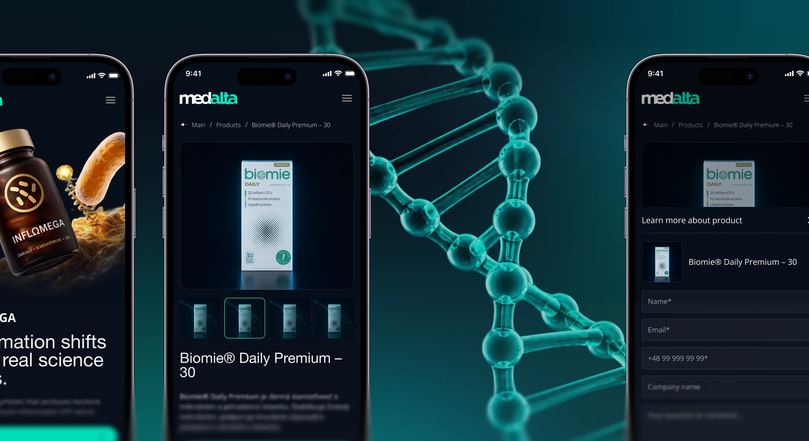 Medalta product detail and inquiry form on mobile