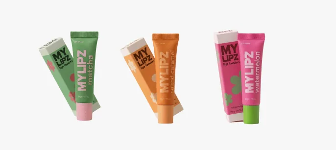 MYLIPZ lip balm lineup — Matcha, Salted Caramel and Watermelon