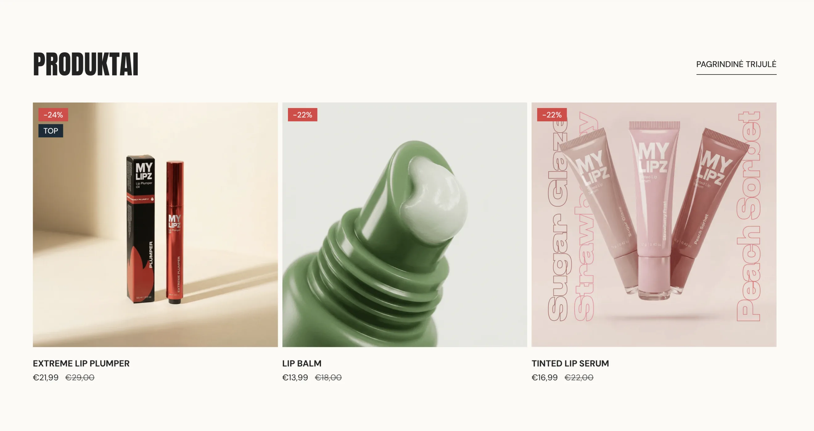 MYLIPZ online store product listing