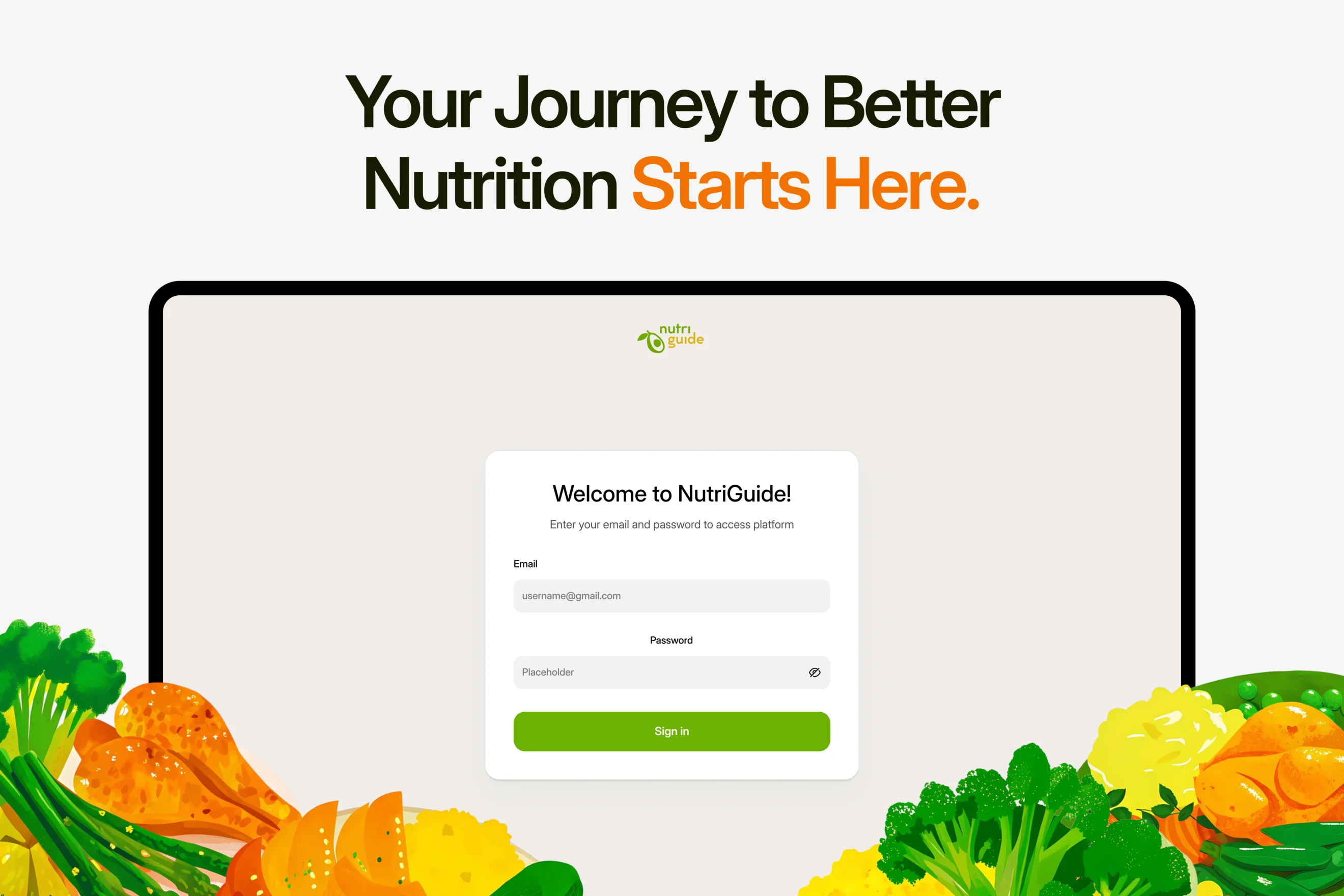 NutriGuide welcome screen