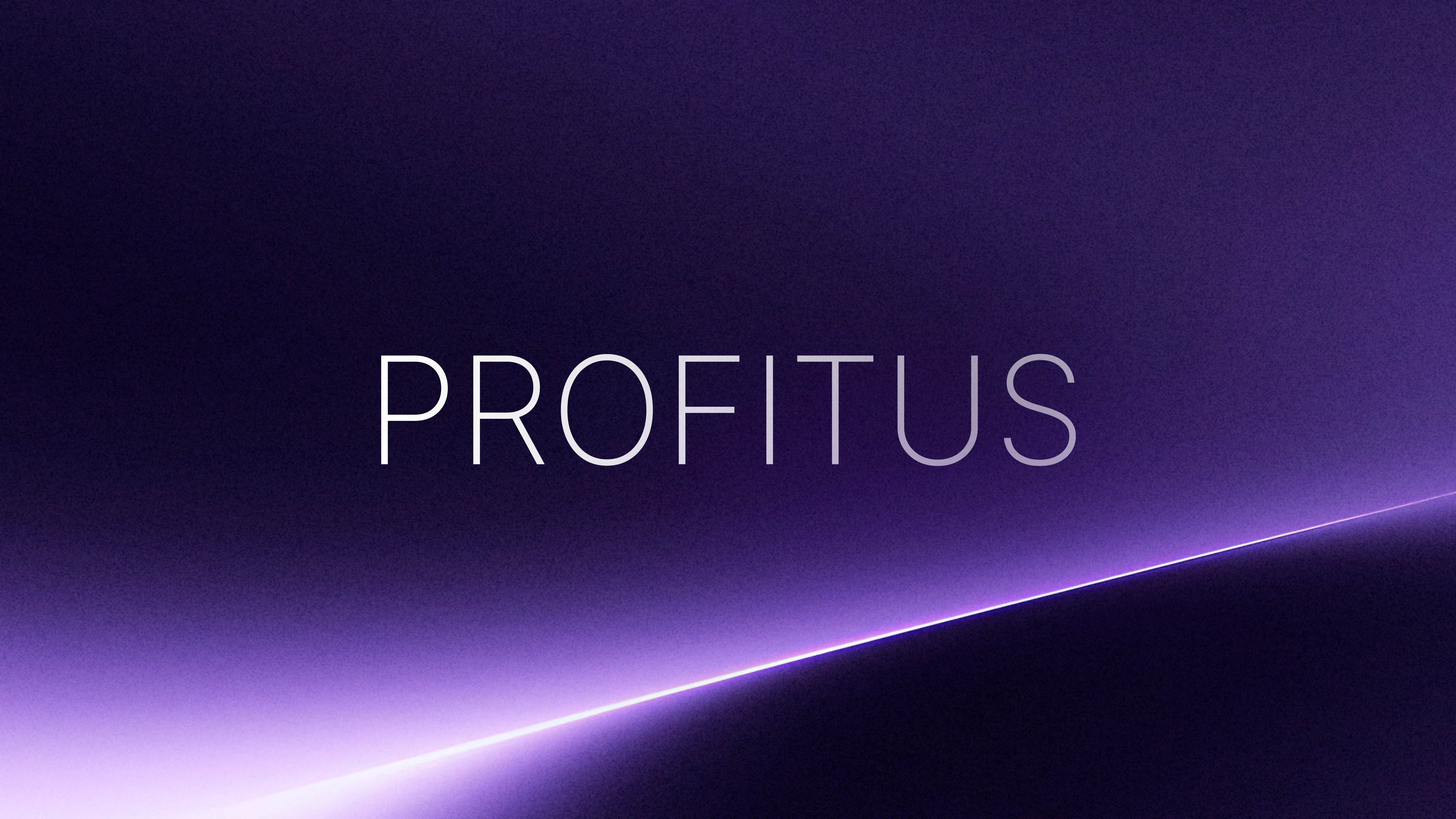 Profitus wordmark on a violet light beam