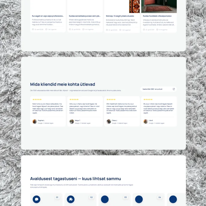 Puhastus Keskus reviews, blog and delivery process steps