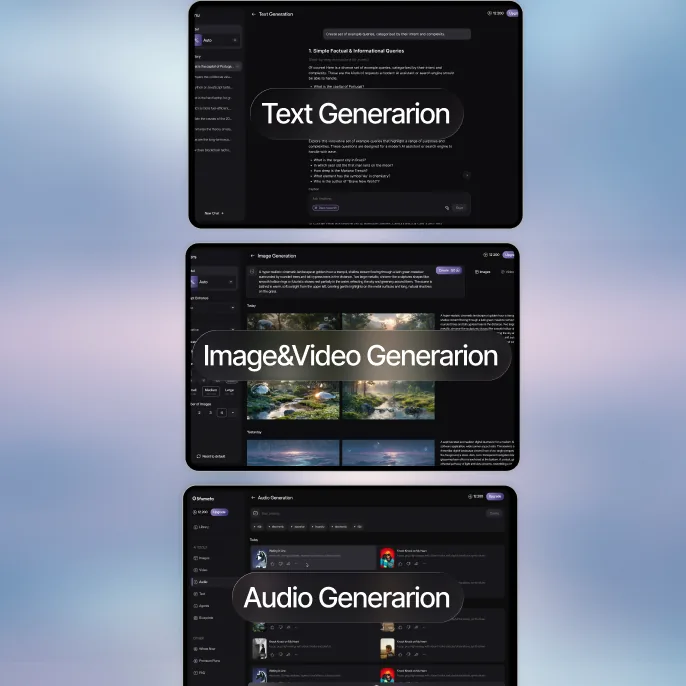 Sfumata text, image and video, and audio generation tools