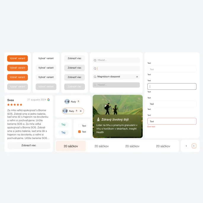 Volmi UI kit — buttons, inputs, cards and controls