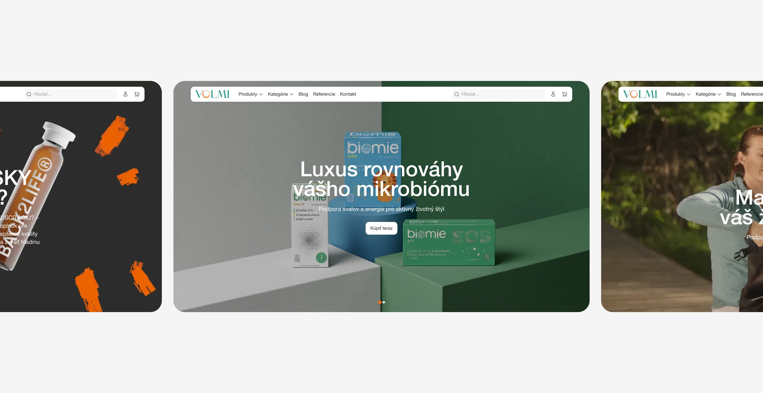 VOLMI homepage promo banners across its supplement brands
