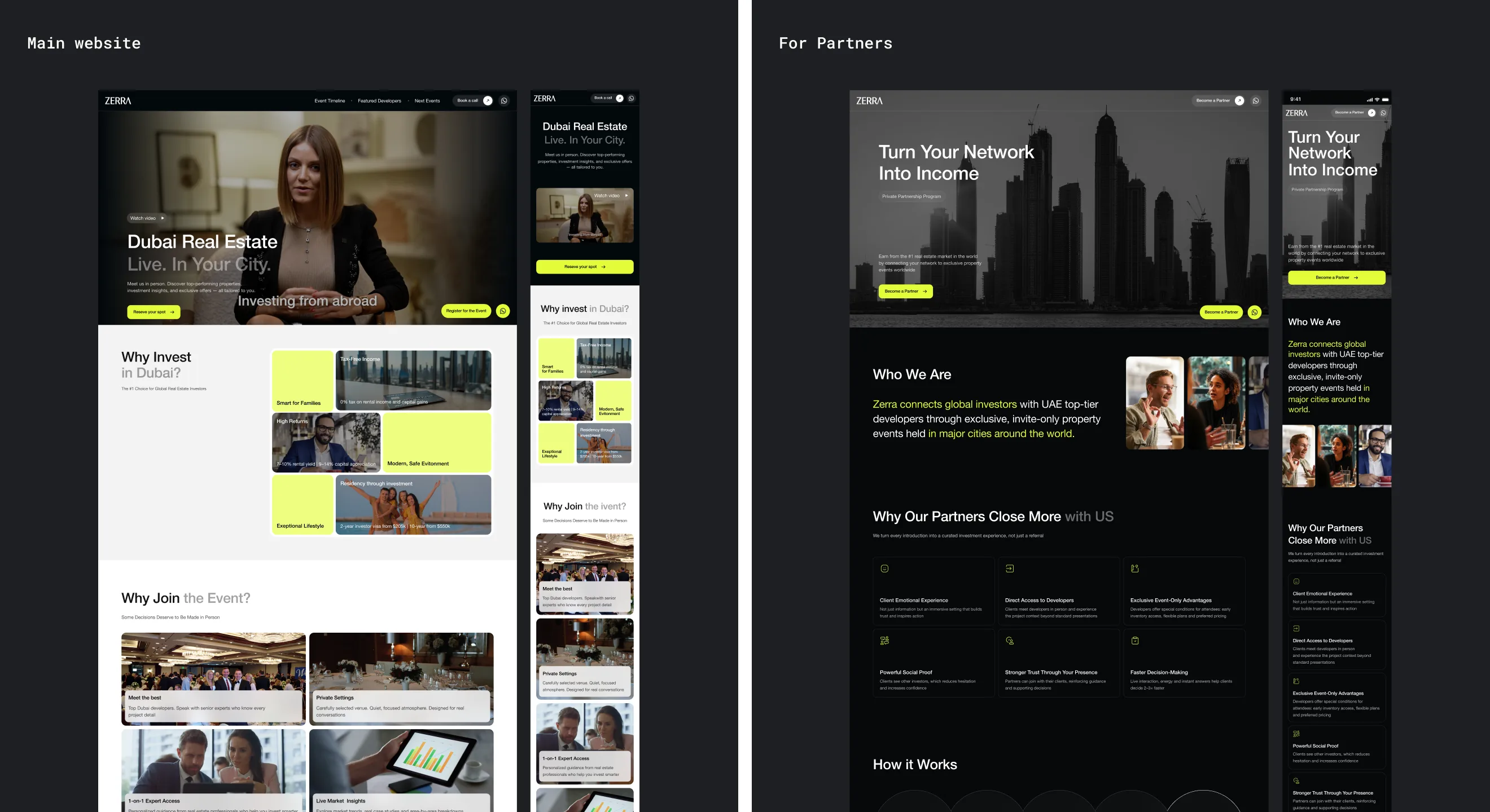 Zerra main website and partners pages