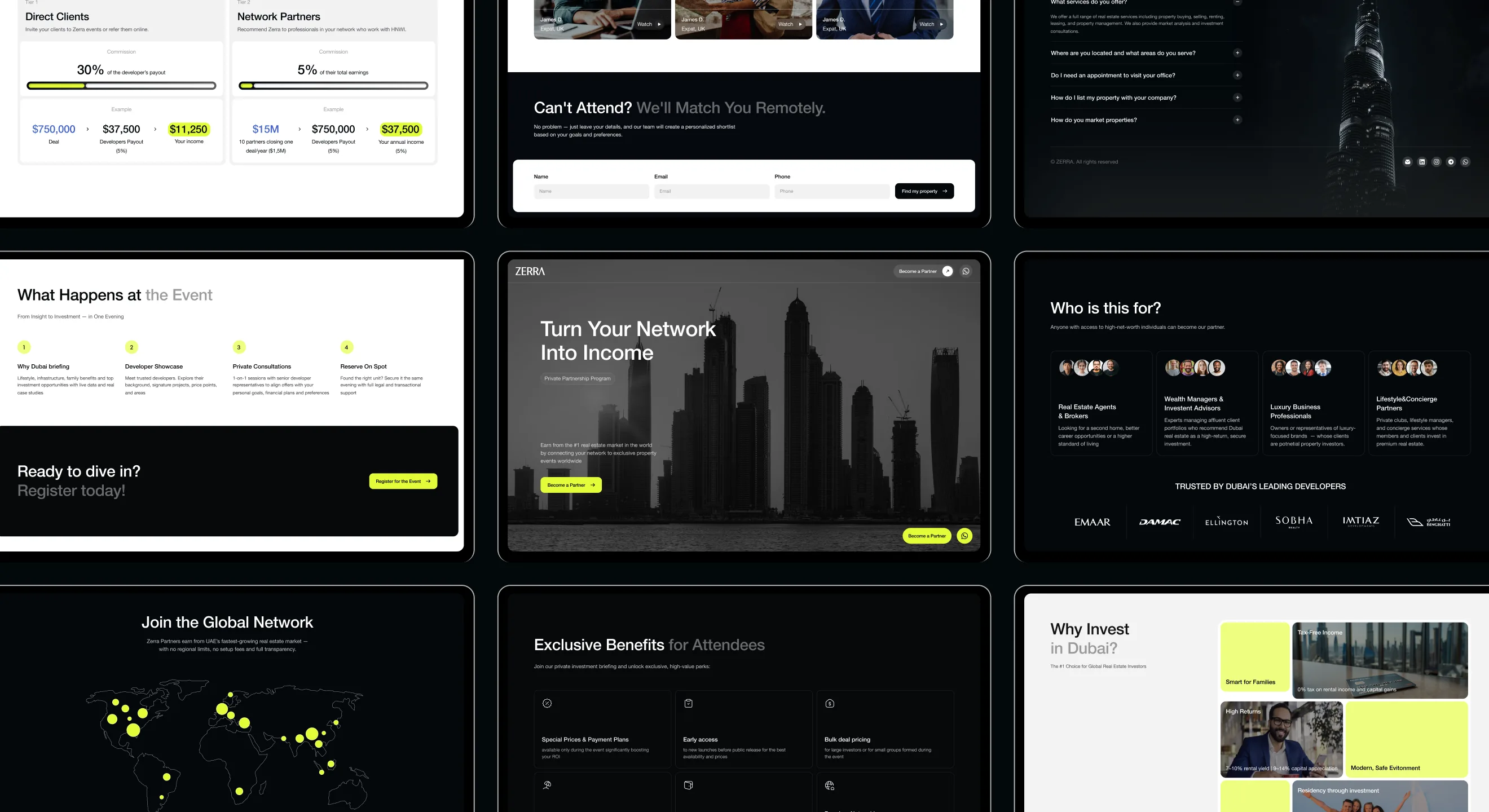 Zerra partner commissions, FAQ and developer trust logos