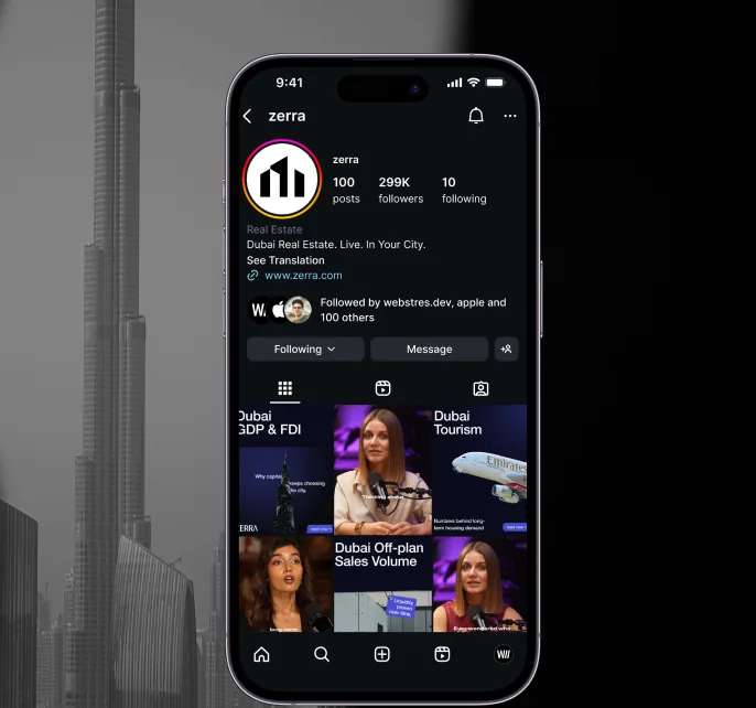 Zerra Instagram profile and social content